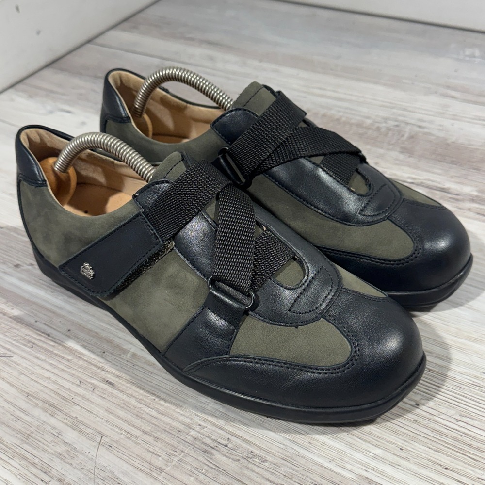 Finn Comfort Shoes Women's 5 US Gray Black Leather Strap Close Comfort Shoes EUC